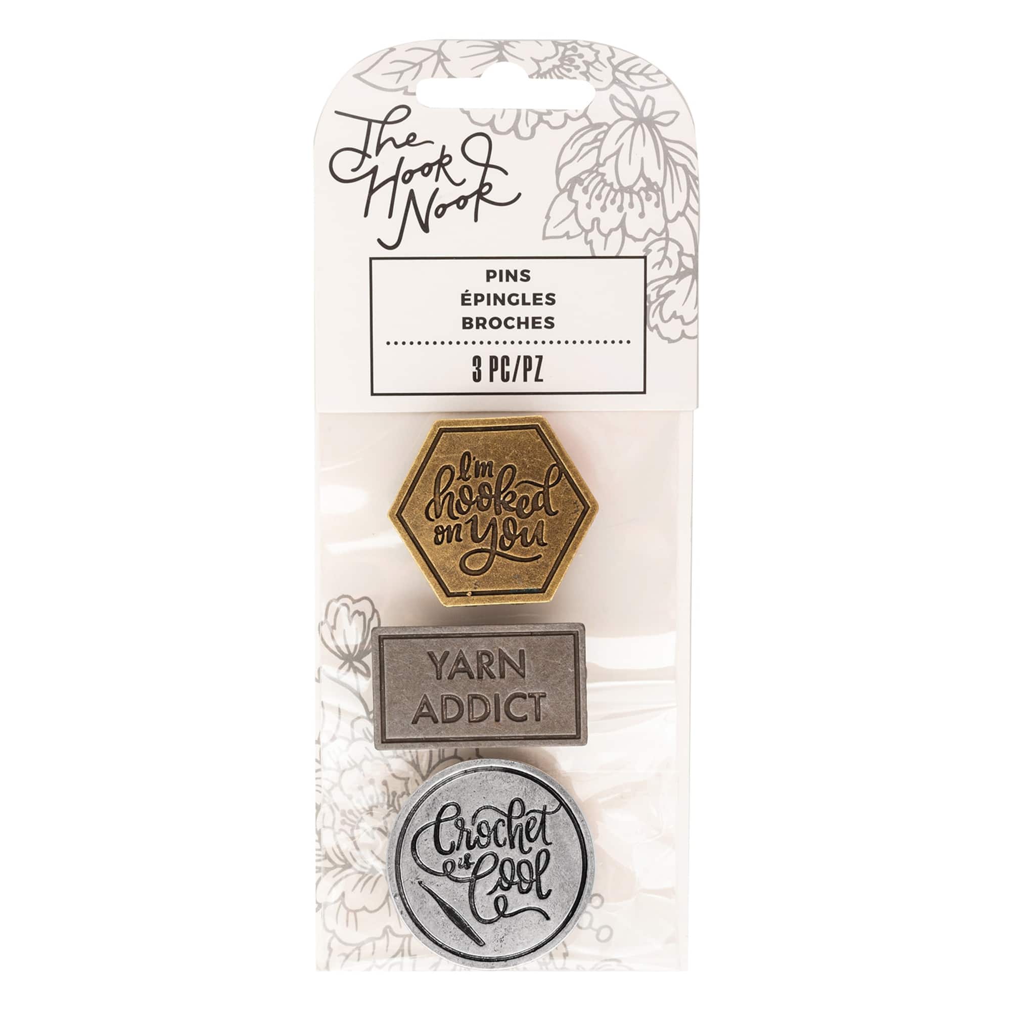 American Crafts™ Silver, Black & Gold The Hook Nook Metal Pin Set